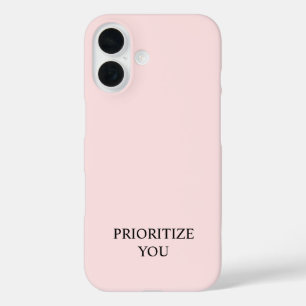 Minimaal Prioriteren Jij Citaat Pastel Roze iPhone 16 Hoesje