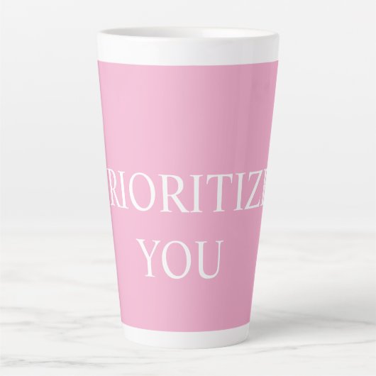 Minimaal Prioriteren Jij Citaat Stof Roze Roze Latte Mok (Voorkant)