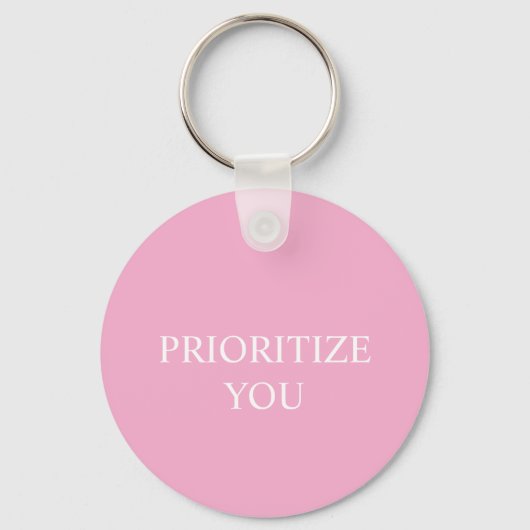Minimaal Prioriteren Jij Citaat Stof Roze Roze Sleutelhanger (Voorkant)