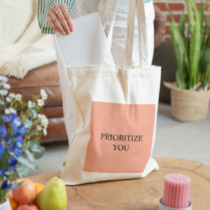 Minimaal Prioriteren Jij Citaat Warm Blozen Perzik Tote Bag
