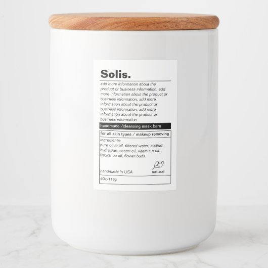 Minimaal productlabel voedselcontainer etiket (Voorkant)