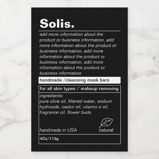 Minimaal productlabel voedselcontainer etiket (Enkel label)