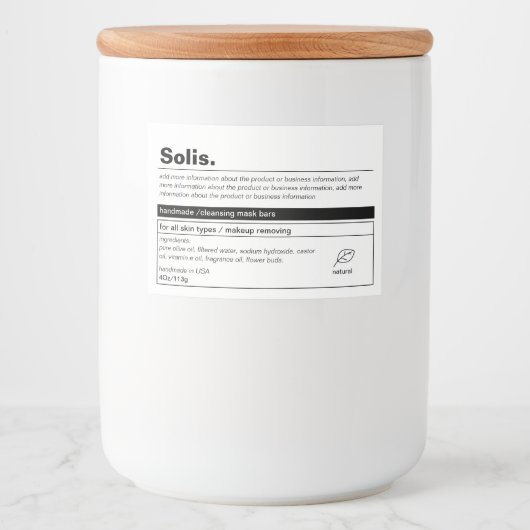 Minimaal productlabel voedselcontainer etiket (Voorkant)