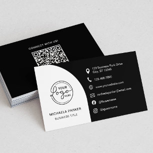 Minimaal professioneel aangepast logo QR-code zwar Visitekaartje