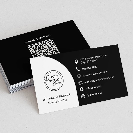 Minimaal professioneel aangepast logo QR-code zwar Visitekaartje