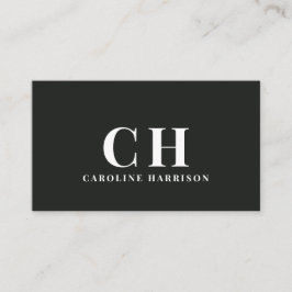 Minimaal Professioneel Eenvoudig Monogram Zwart Visitekaartje