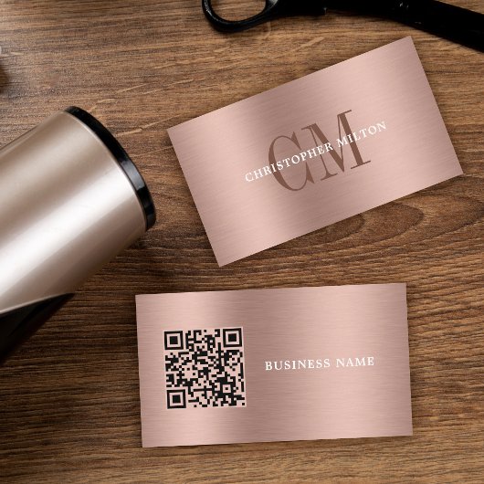 Minimaal professioneel geborsteld metalen Blush Qr Visitekaartje