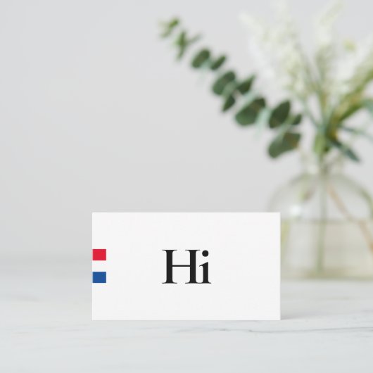 Minimaal Professioneel Hi Monogram Rood Wit Blauw Visitekaartje (Staand voorkant)