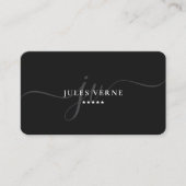 Minimaal professioneel monogram donkergrijs script visitekaartje (Voorkant)