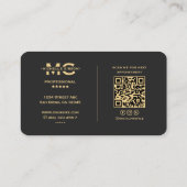 Minimaal professioneel monogram zwarte Initialen Visitekaartje (Achterkant)