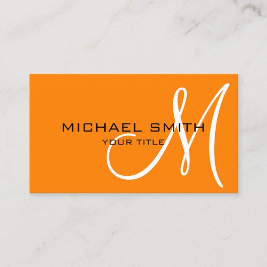 Minimaal professioneel Oranje monogram Visitekaartje (Voorkant)