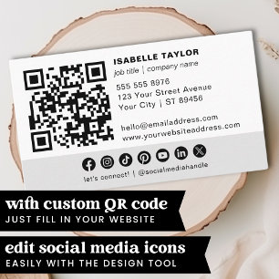 Minimaal professioneel QR-code wit Visitekaartje