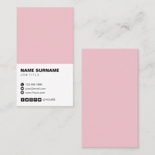 Minimaal professioneel roze verticaal Visitekaartj Visitekaartje (Voorkant / Achterkant)