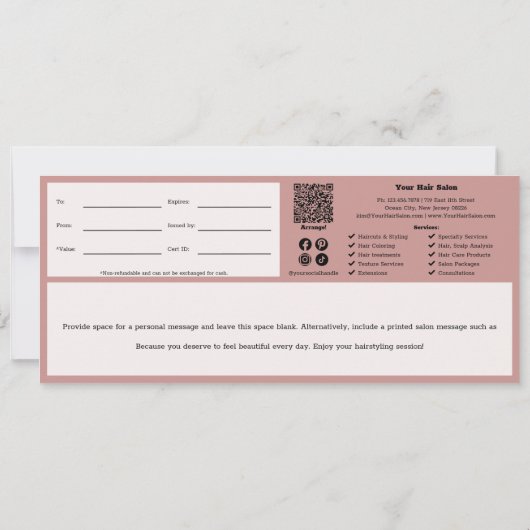 Minimaal Professioneel Roze Zwart Cadeaubon (Achterkant)