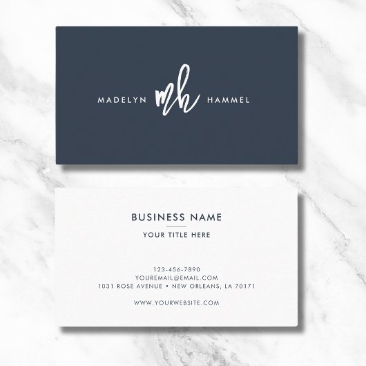 Minimaal professioneel scriptmonogram marine visitekaartje