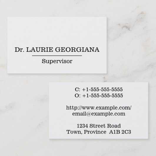 Minimaal professioneel Visitekaartje (Voorkant / Achterkant)