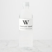Minimaal promotioneel bedrijfslogo monogram waterfles etiket (Voorkant)
