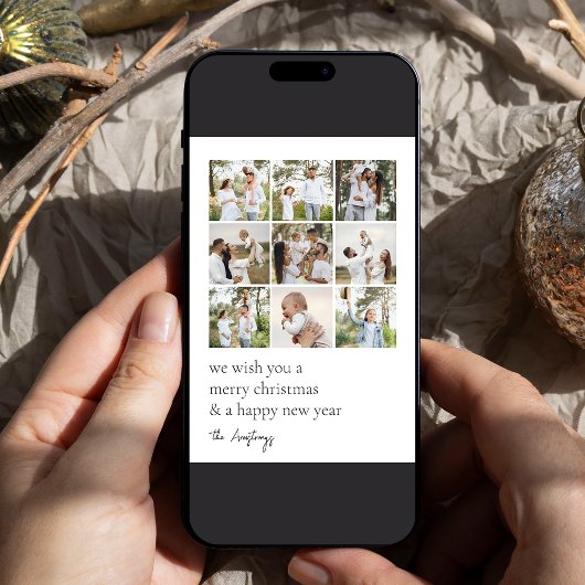 Minimaal raster | 9 Fotocollage Feestdagenkaart