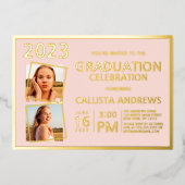 Minimaal Real Gold Foil Lijst Photo Afstuderen Folie Uitnodiging (Voorkant)