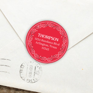 Minimaal Red Bandana Return-adreslabel Ronde Sticker