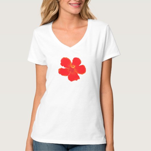 Minimaal Red Flower Zomer T-shirt (Voorkant)