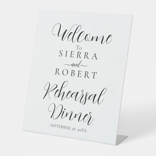 Minimaal repetitief binnenwelkomstwoord reclamebord met voetstuk (Voorkant)