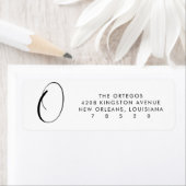 Minimaal retouradres in scriptmonogram etiket (Insitu)