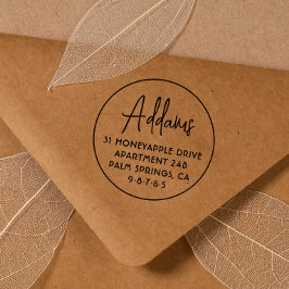 Minimaal retouradres naam familie — Vet ronde rond Zelfinktende Stempel