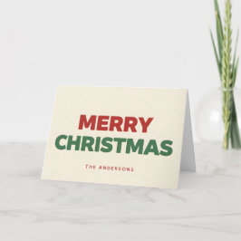 Minimaal Retro Blok Schrift Prettig Kerstfeest Feestdagen Kaart