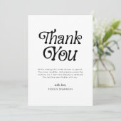 Minimaal  Retro Bruidsmeisjesfeestje in Zwart en W Bedankkaart (Staand voorkant)