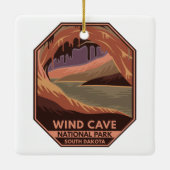 Minimaal retro-embleem in het natuurpark van de wi keramisch ornament (Achterkant)