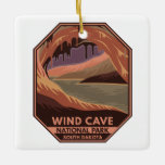 Minimaal retro-embleem in het natuurpark van de wi keramisch ornament<br><div class="desc">Het vectorkunstwerk van de Windgrot. De grot wordt erkend als het dichtste grotsysteem ter wereld.</div>