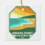 Minimaal retro Emblem in het Nationaal Park Indian Keramisch Ornament<br><div class="desc">Indiana Dunes vectorkunstwerk ontwerp. Het park is een nationaal park van de Verenigde Staten in het noordwesten van Indiana dat wordt beheerd door de National Park Service.</div>