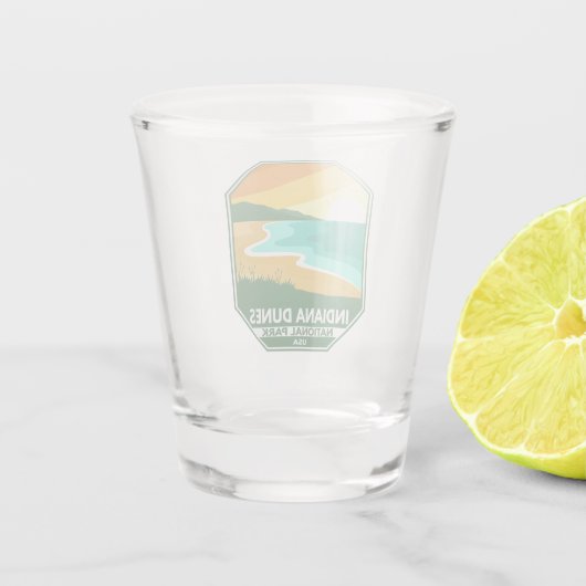 Minimaal retro Emblem in het Nationaal Park Indian Shot Glas (Achterkant)