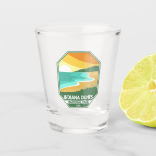 Minimaal retro Emblem in het Nationaal Park Indian Shot Glas