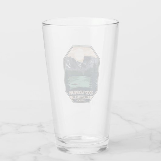 Minimaal Retro Emblem in het nationale park Rocky  Glas (Achterkant)