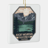 Minimaal Retro Emblem in het nationale park Rocky Keramisch Ornament (Rechts)