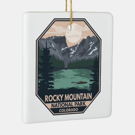 Minimaal Retro Emblem in het nationale park Rocky  Keramisch Ornament (Rechts)