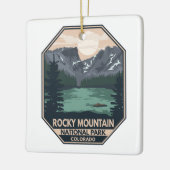 Minimaal Retro Emblem in het nationale park Rocky Keramisch Ornament (Links)
