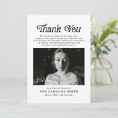 Minimaal Retro Funeral Photo Memorial Bedankkaart (Staand voorkant)