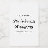 Minimaal Retro Zwart en Wit Jonggezellenweekend Wijn Etiket (Enkel label)