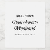 Minimaal Retro Zwart en Wit Meidenavondweekend Wijn Etiket (Enkel label)