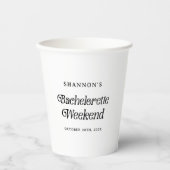 Minimaal Retro Zwart en Wit Meisjesweekend Papieren Bekers (Voorkant)