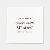 Minimaal Retro Zwart-Wit Meidenavondweekend Servet (Voorkant)