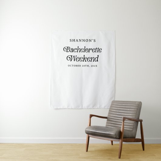 Minimaal Retro Zwart-Wit Meisjesuitstap Weekend Wandkleed (In situ)