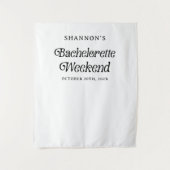 Minimaal Retro Zwart-Wit Meisjesuitstap Weekend Wandkleed (Voorkant)