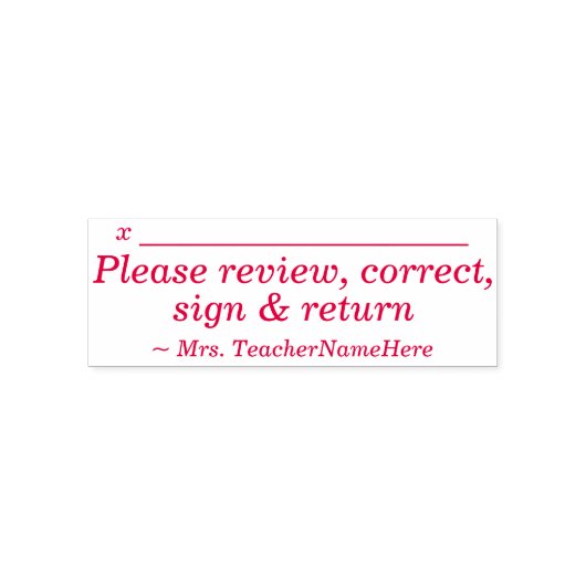 Minimaal "review, corrigeer, teken en retournering zelfinktende stempel (Design)