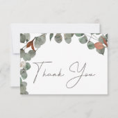 Minimaal roestgroen Eucalyptus krans bruiloft Bedankkaart (Voorkant)