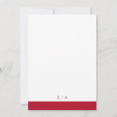 Minimaal rood en zwart Elegant modern huwelijk Kaart (Achterkant)