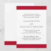 Minimaal rood en zwart Elegant modern huwelijk Kaart (Voorkant / Achterkant)